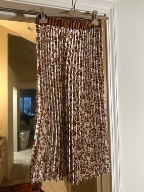 Scotch & Soda Brown and White Pleated Midi Skirt